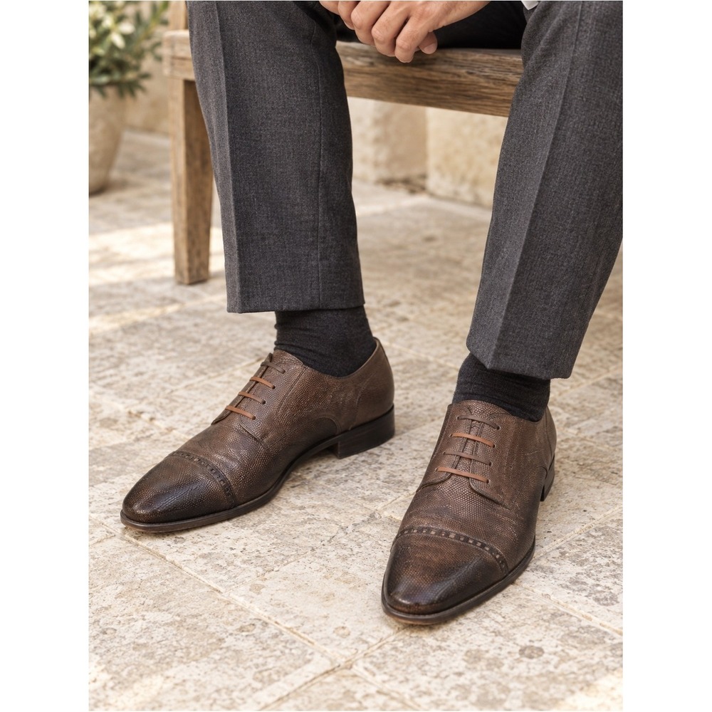 Sandro Moscoloni Mens Brown Cap Toe Derby Dress Shoes Size 11.5 D Textured